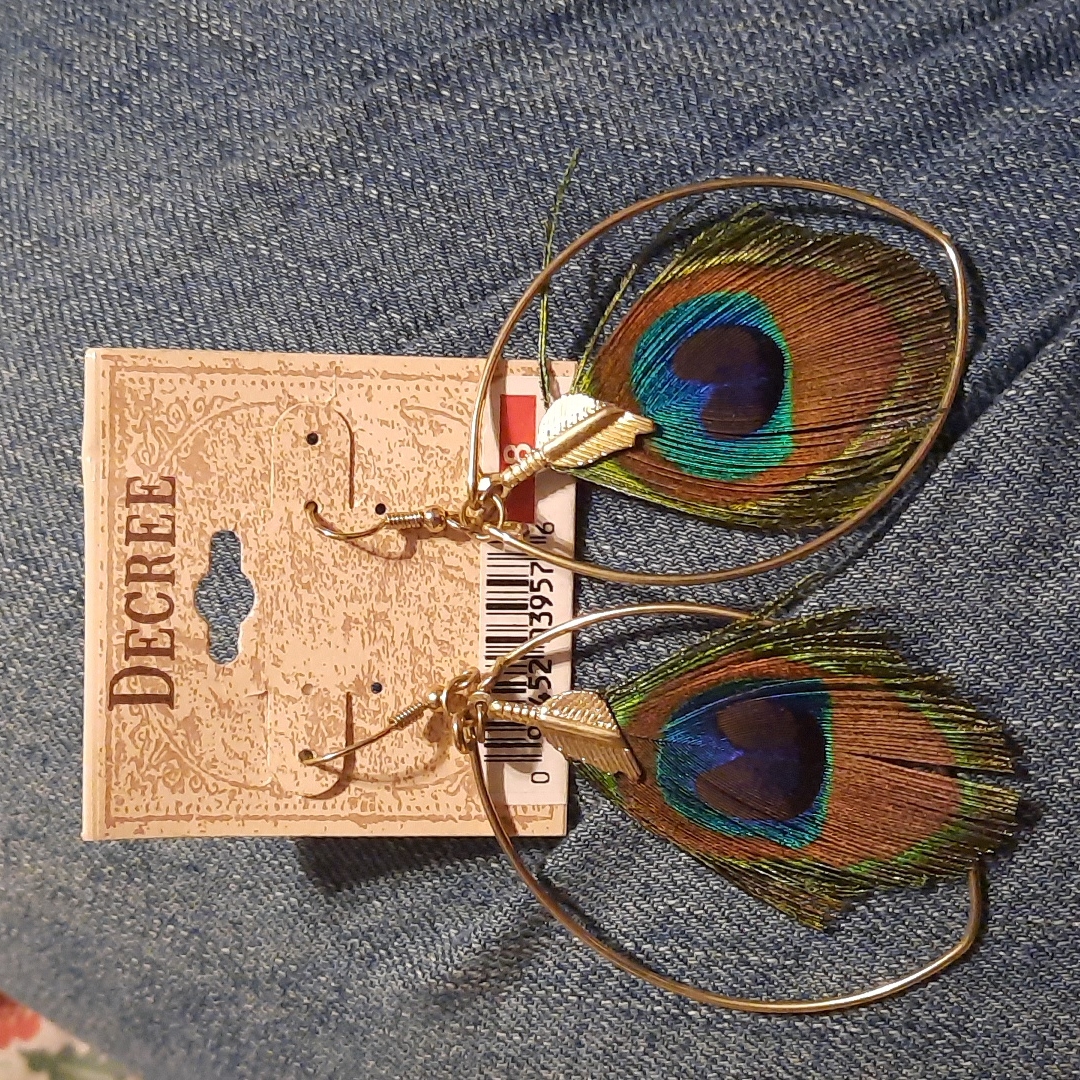 Decree Bohemian Peacock Feather Hoops